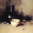 Emil Carlsen Canvas Paintings - Still Life with Self Portrait Reflection